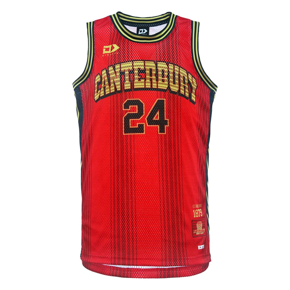2024 Canterbury Rugby Mens Ecotek Basketball Singlet - Red