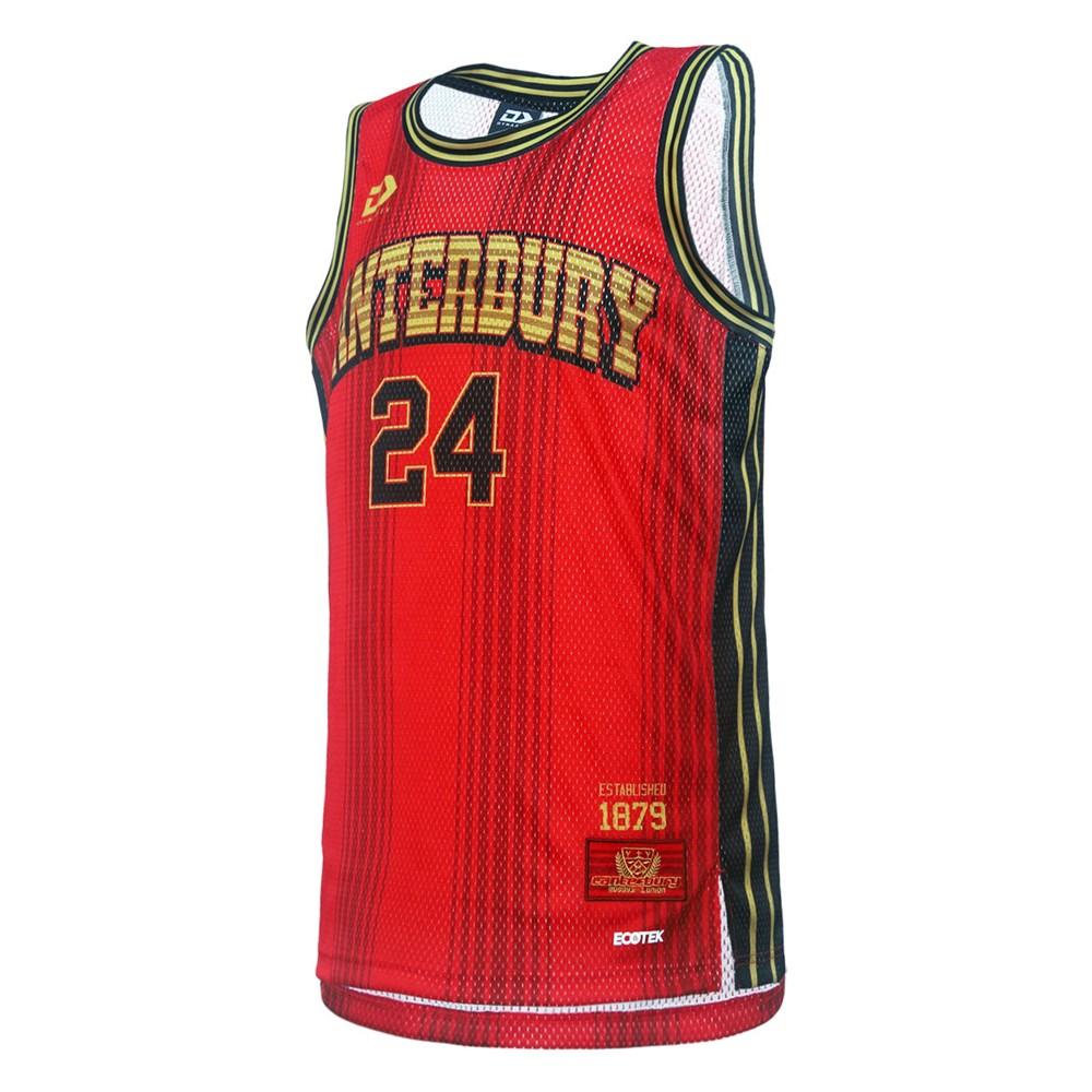 2024 Canterbury Rugby Mens Ecotek Basketball Singlet - Red